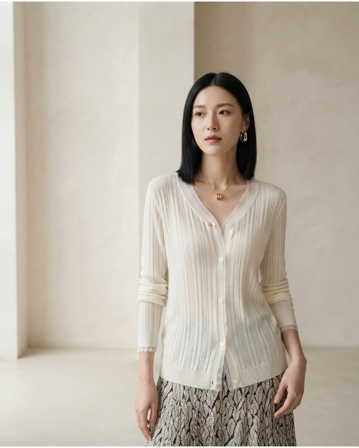 Ella | Timeless Knitted Cardigan for Autumn - Front View