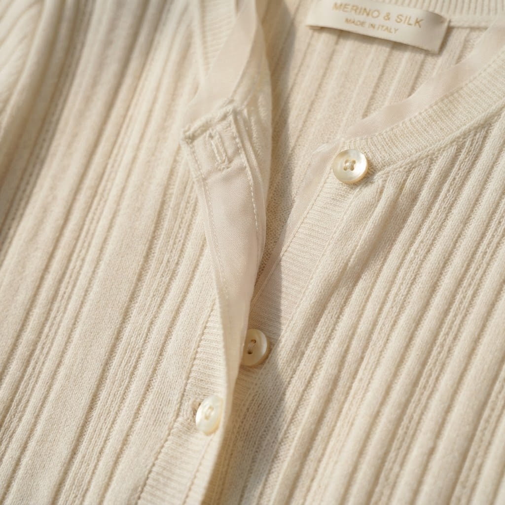 Ella | Timeless Knitted Cardigan for Autumn - Detail Close-Up