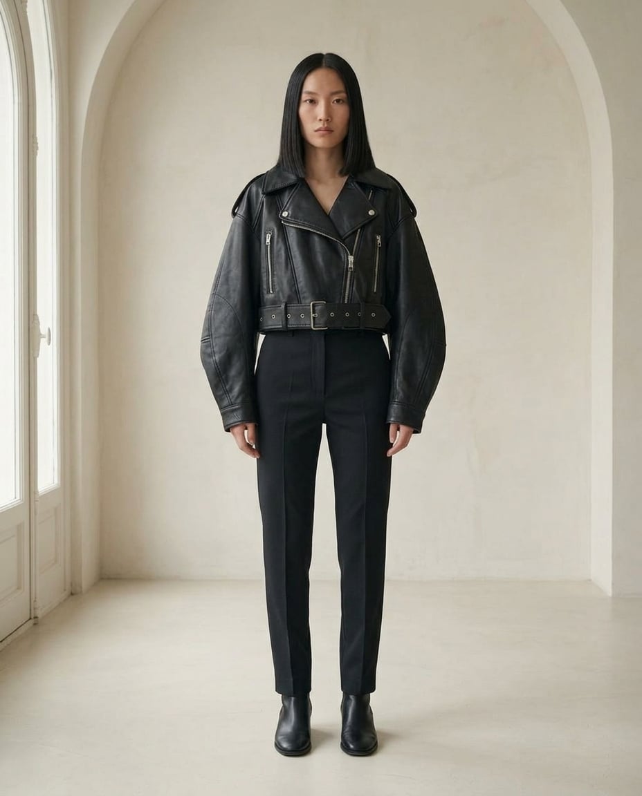 Ella | Timeless Leather Jacket for Autumn/Winter - Front View