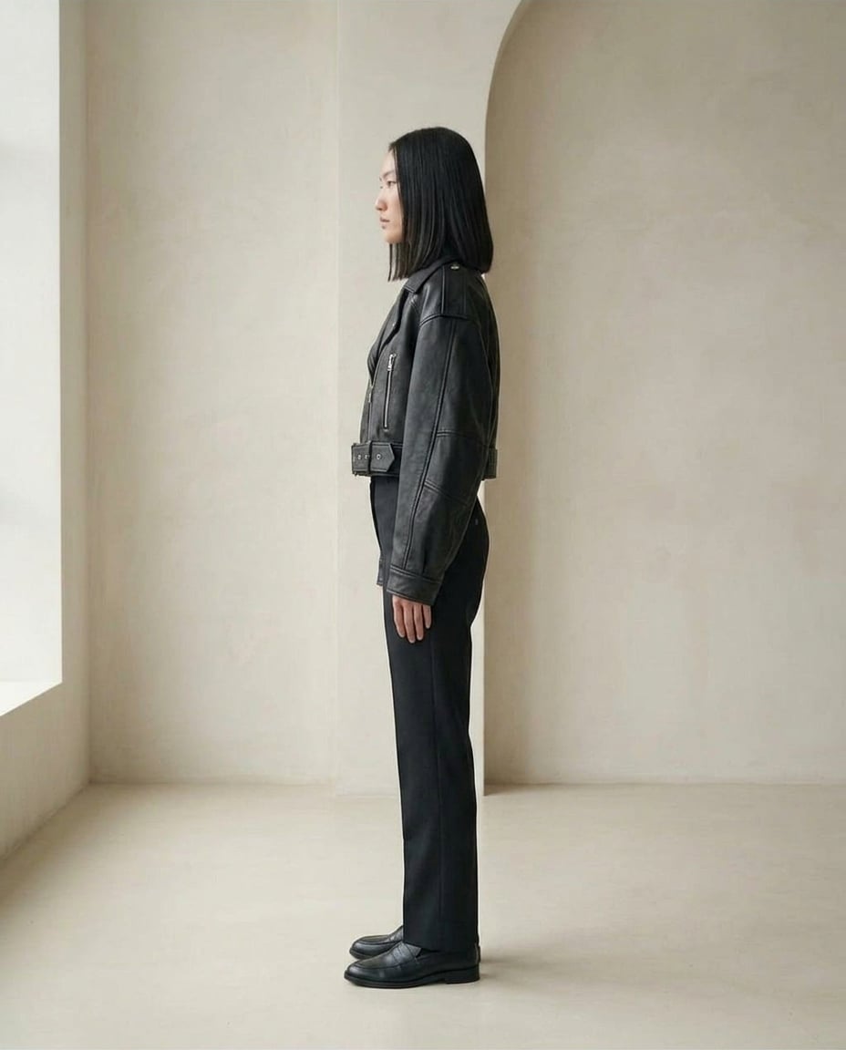 Ella | Timeless Leather Jacket for Autumn/Winter - Side View