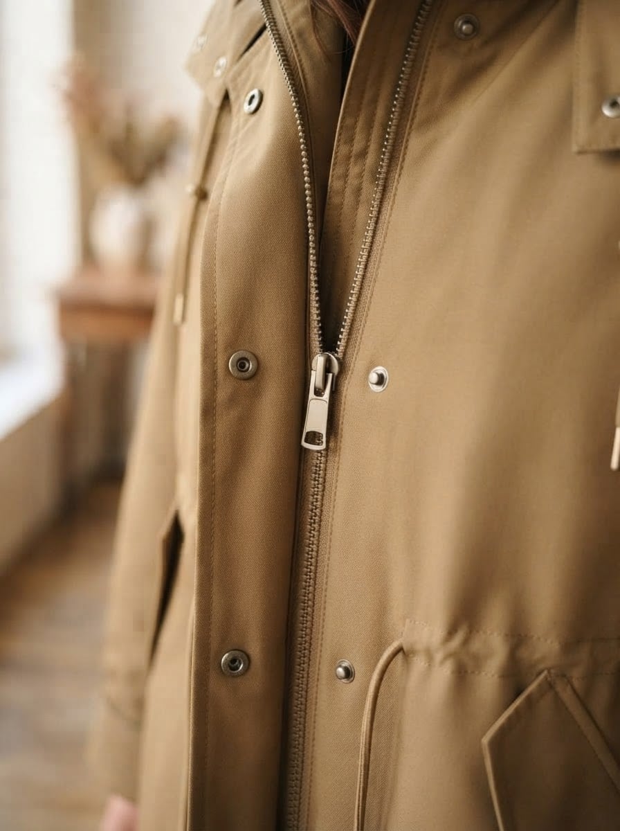 Éloïse - Hooded Parka Coat for Winter - detail close-up