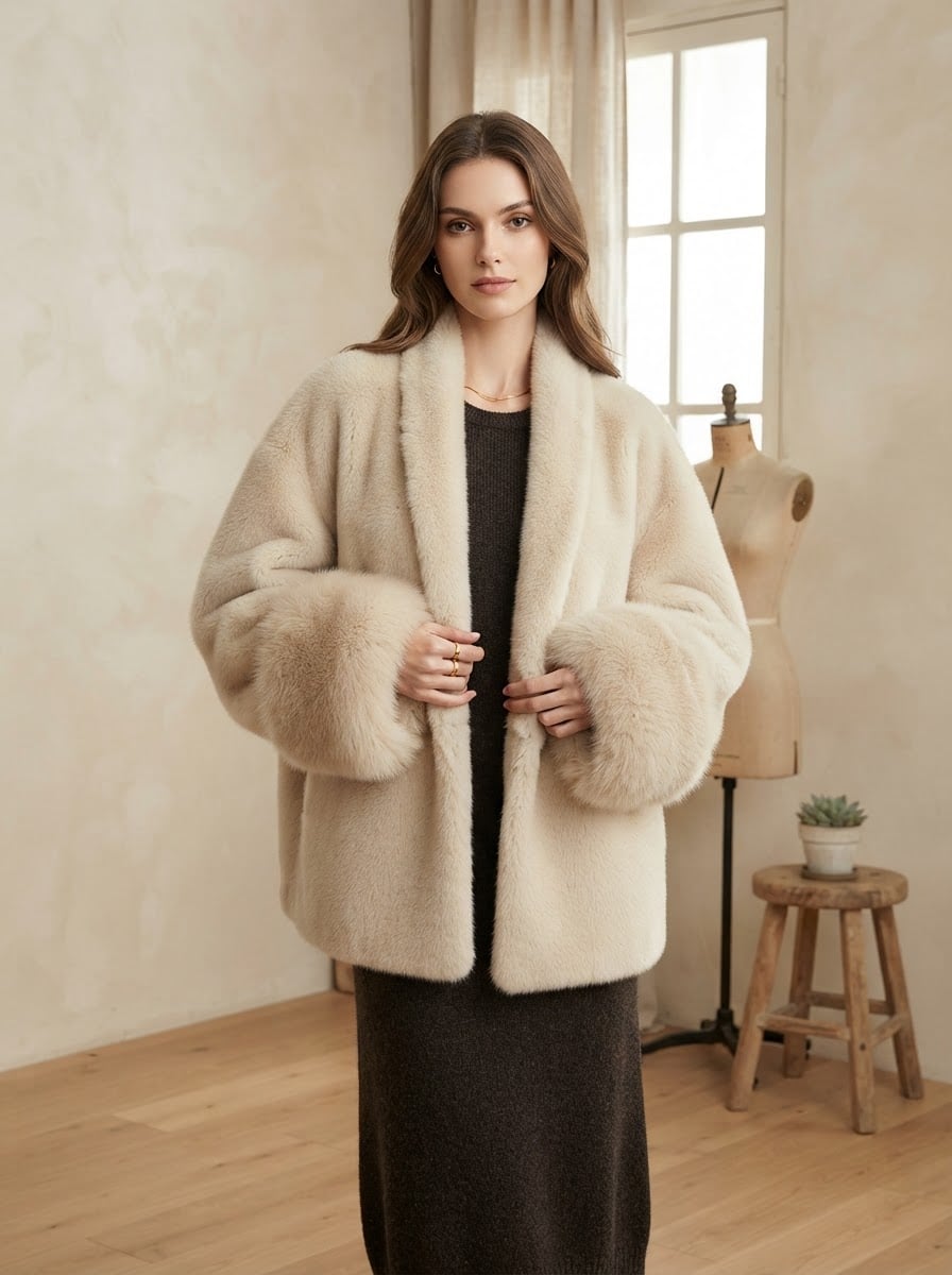 Éloïse - Luxe Faux Fur Coat for Winter - front view