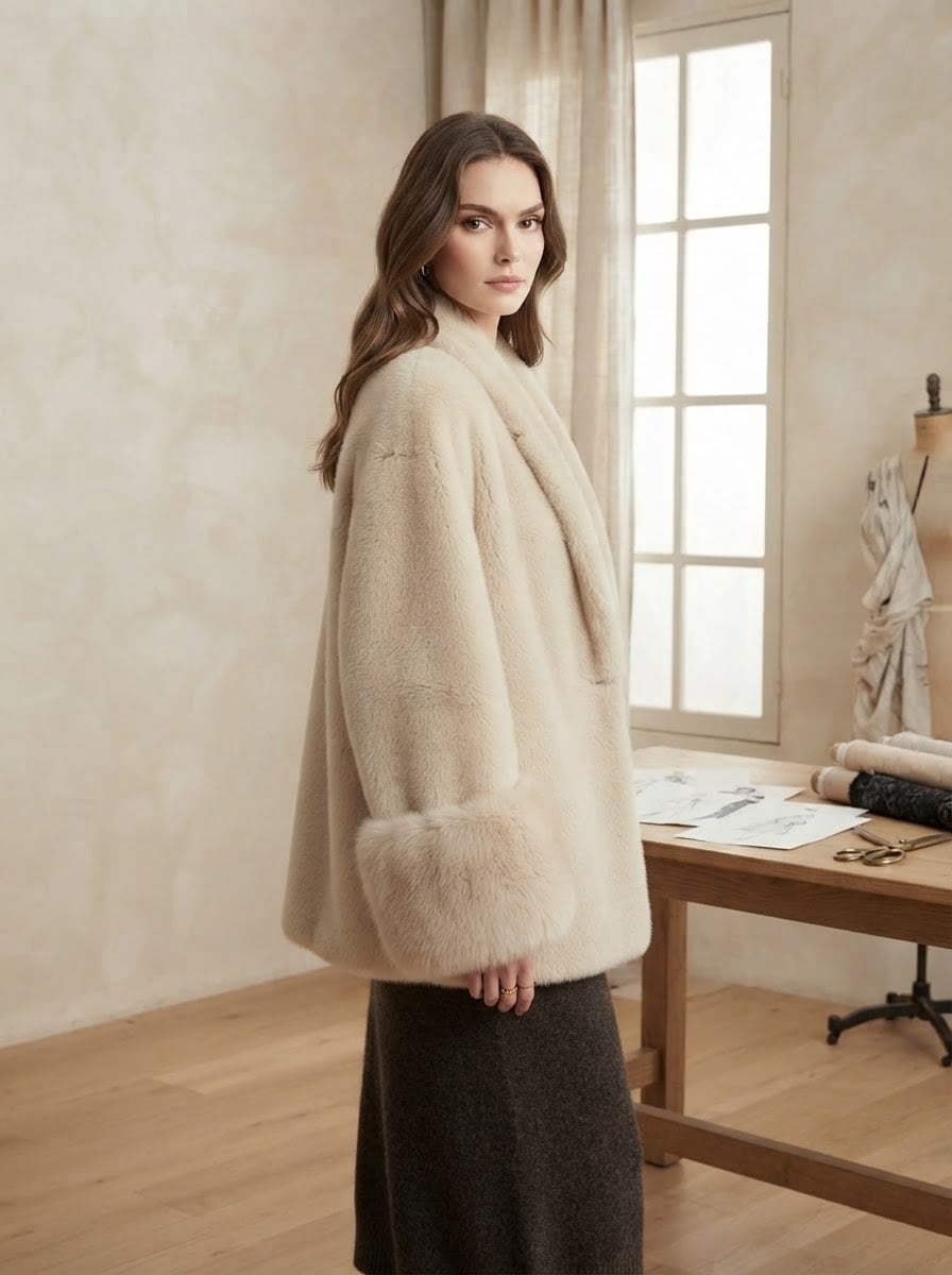 Éloïse - Luxe Faux Fur Coat for Winter - side view