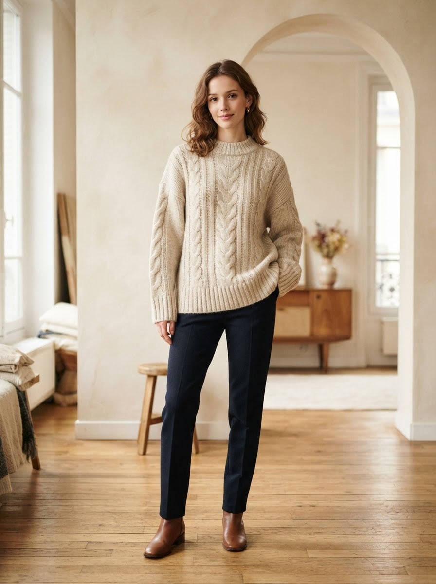 Éloïse - Oversized Chunky Knit Jumper - front view