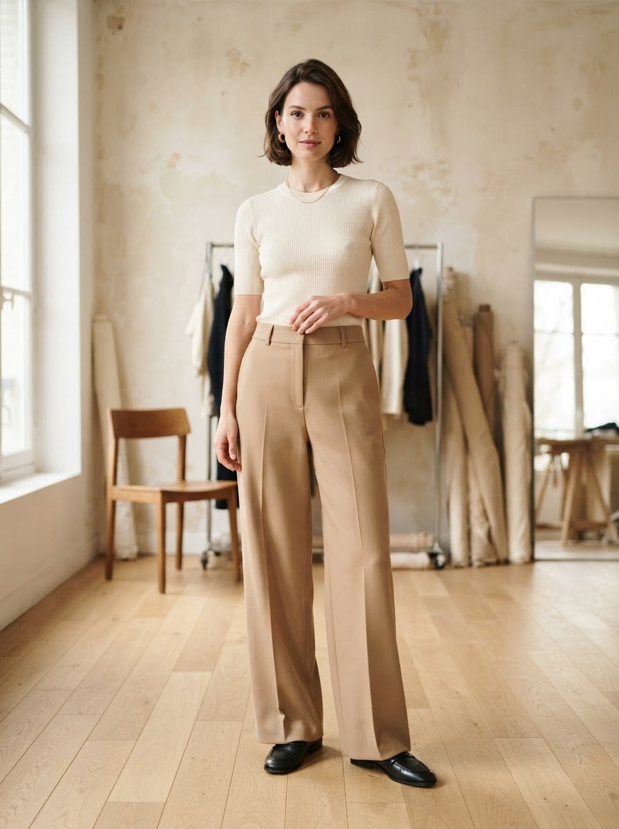 Éloïse - Wide-Leg Wool Trousers - front view
