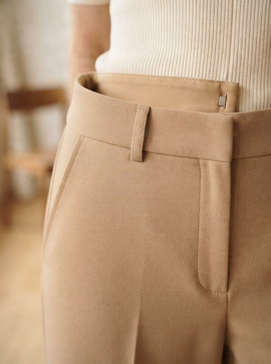 Éloïse - Wide-Leg Wool Trousers - detail close-up