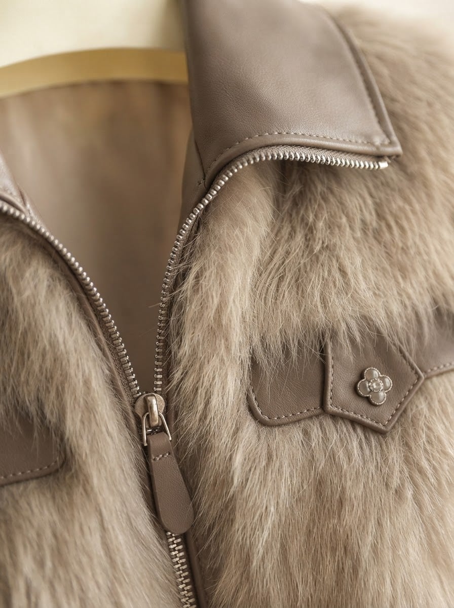 Florence - Luxe Faux Fur Coat for Winter - detail close-up