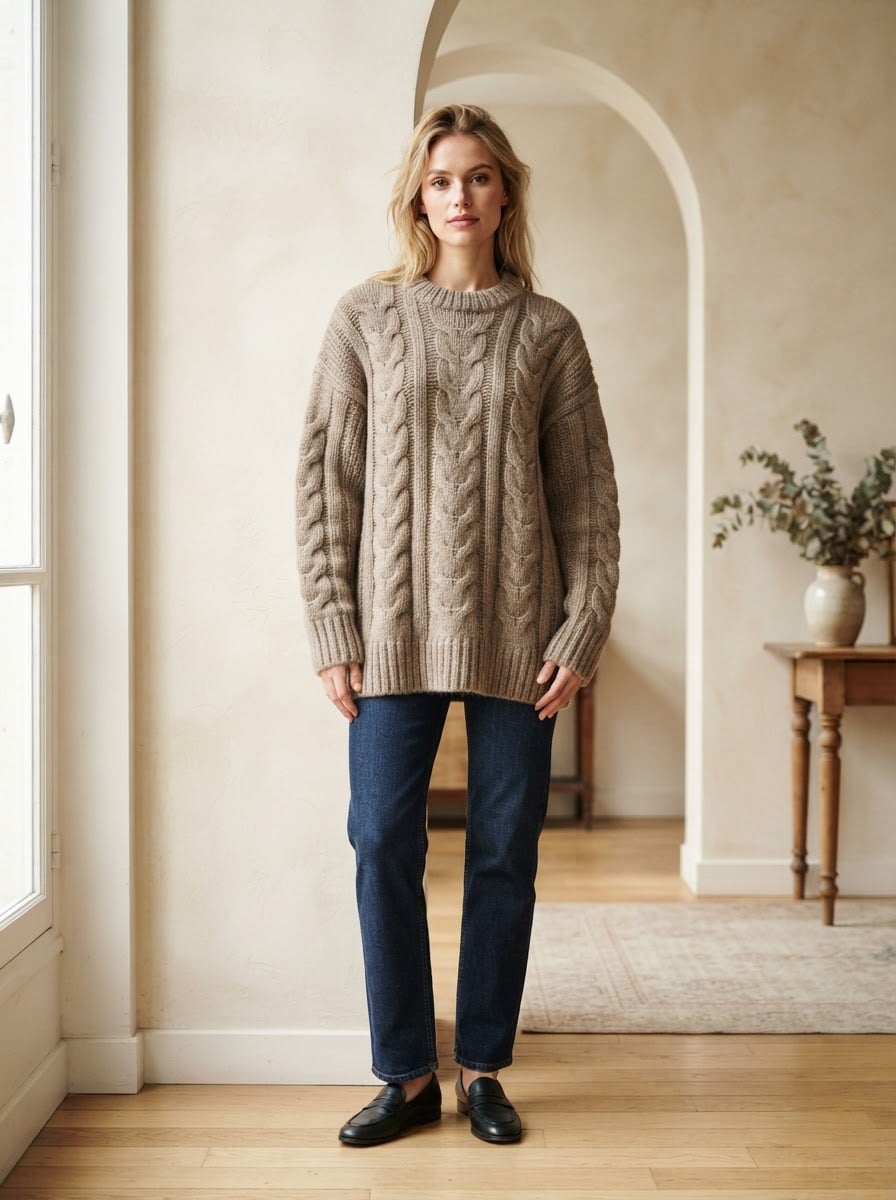 Florence - Oversized Chunky Knit Jumper - front view