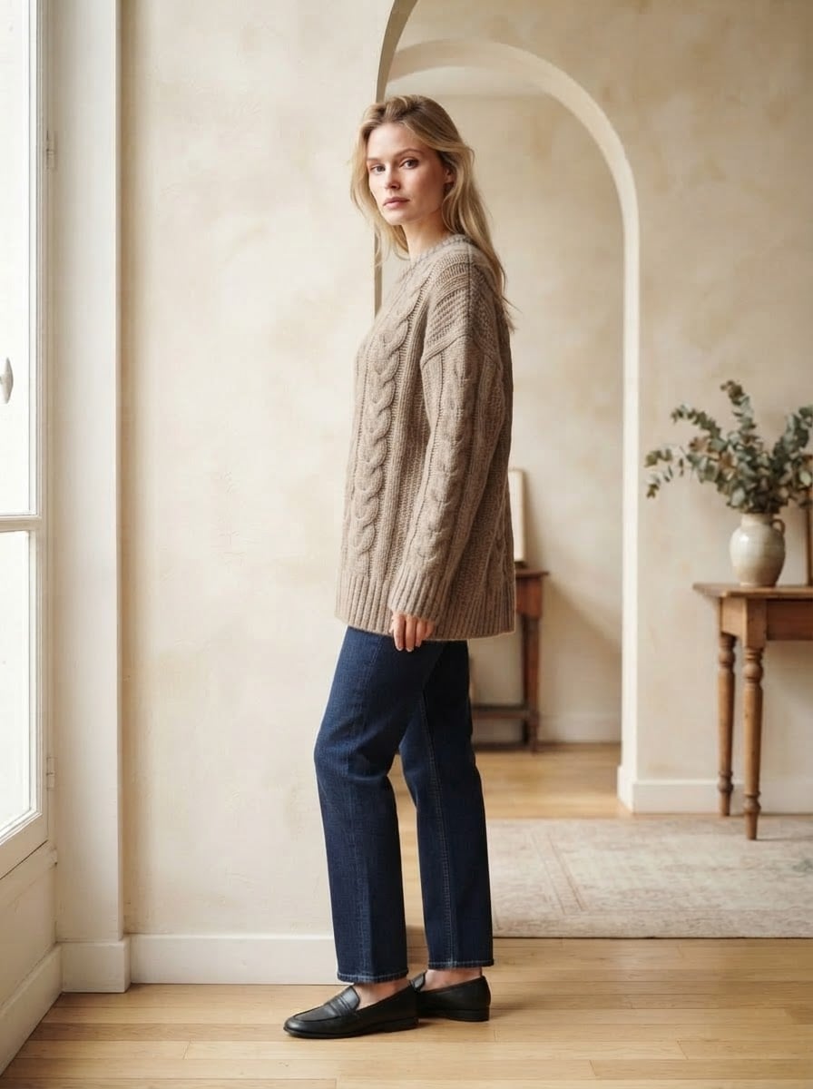 Florence - Oversized Chunky Knit Jumper - side view