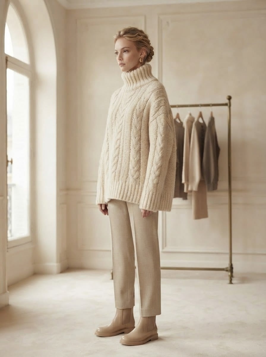 Florence - Oversized Chunky Knit Jumper - side view