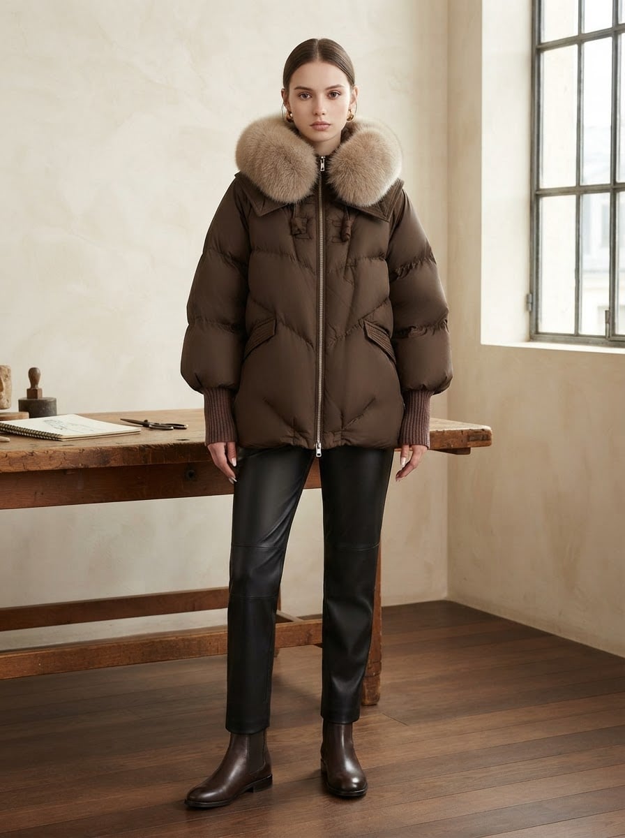 Florence - Quilted Puffer Coat - front view