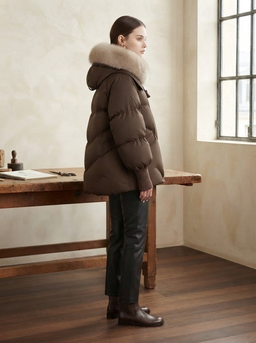 Florence - Quilted Puffer Coat - side view