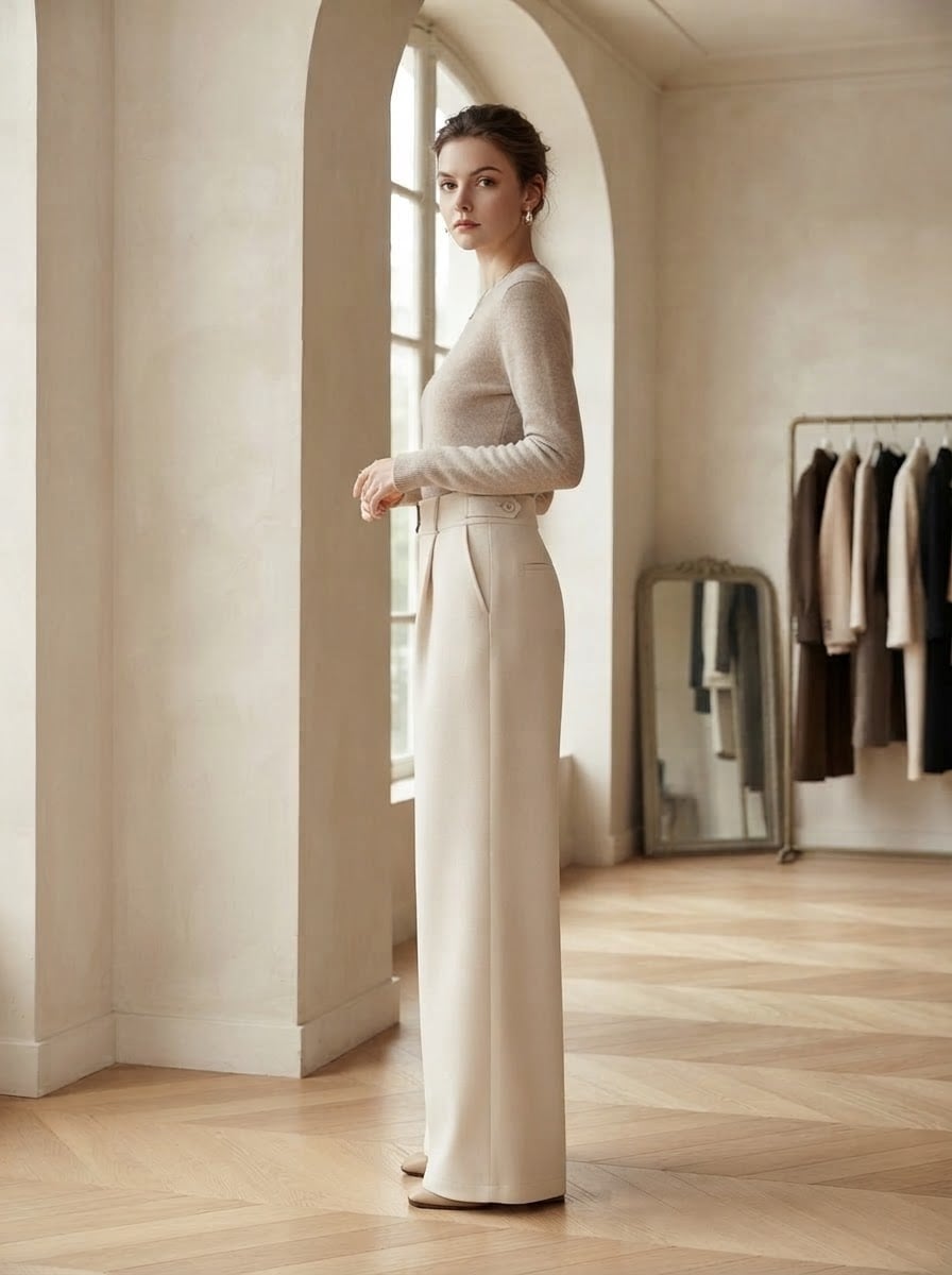 Florence - Wide-Leg Wool Trousers - side view