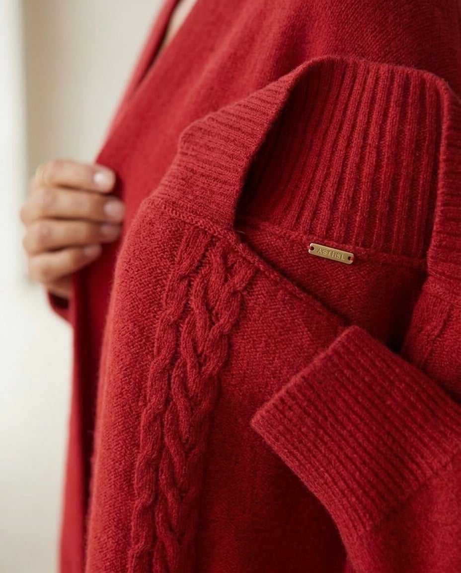 Freya | Effortless Oversized Cardigan for Autumn/Winter - Detail Close-Up