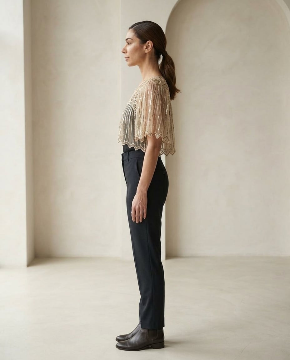 Freya | Elegant Embellished Capelet for Autumn/Winter - Side View