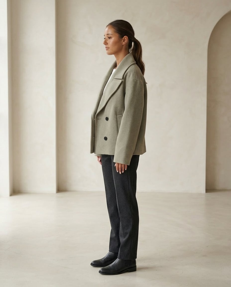 Freya | Elegant Short Coat for Winter - Side View