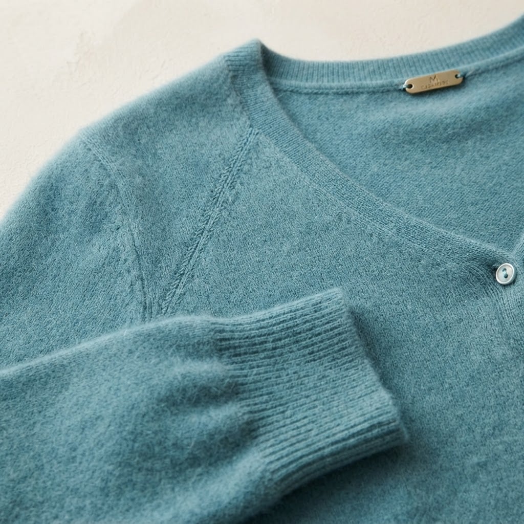 Freya | Elegant V-Neck Sweater for Autumn/Winter - Detail Close-Up