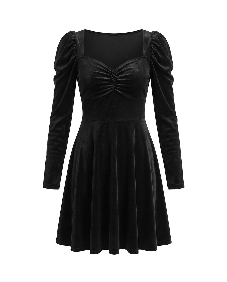 Freya | Elegant Velvet Midi Dress for Autumn/Winter — product white bg | Maison Perigee