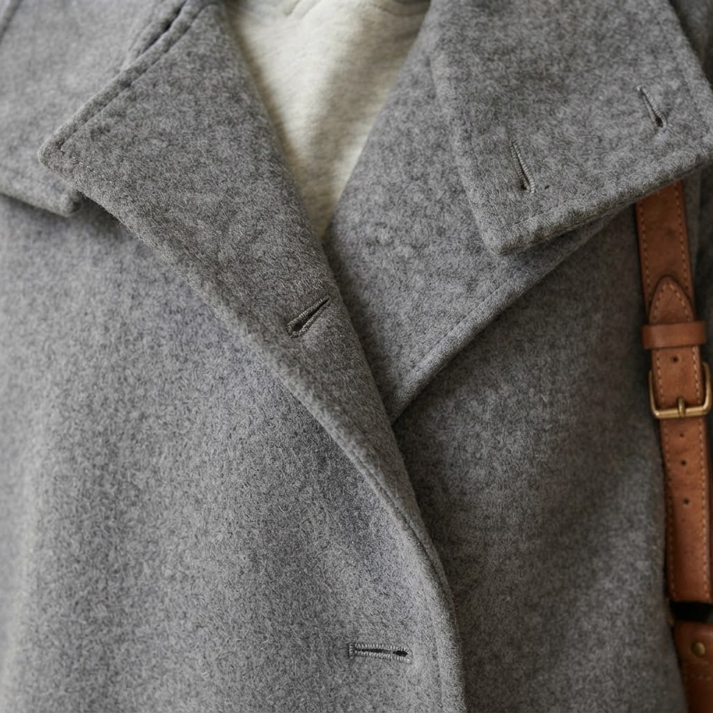 Freya | Elegant Wool-Blend Coat for Winter - Detail Close-Up