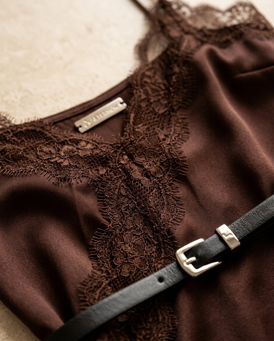 Freya | Refined Satin Slip Dress — detail | Maison Perigee