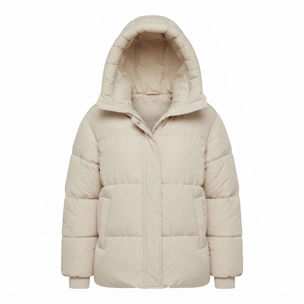 Freya | Sophisticated Hooded Puffer Coat for Winter - Product Photo