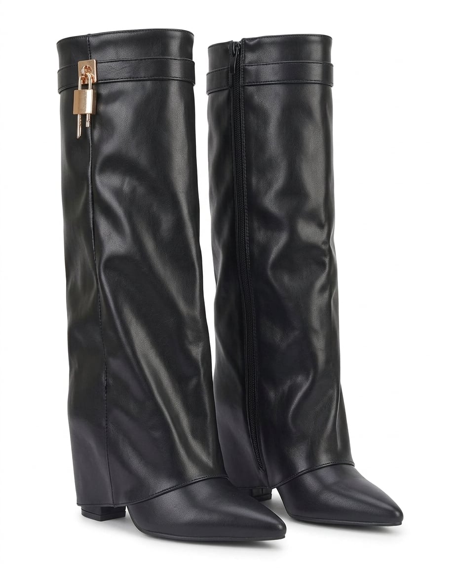Black knee-high boots product photo, white background | Maison Perigee — product