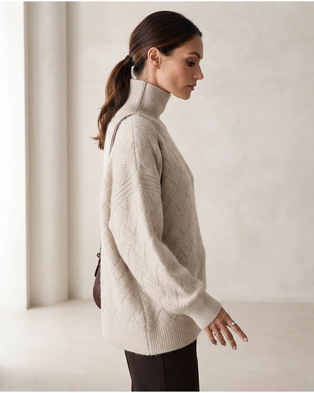 Freya | Timeless Turtleneck Sweater for Winter - Side View