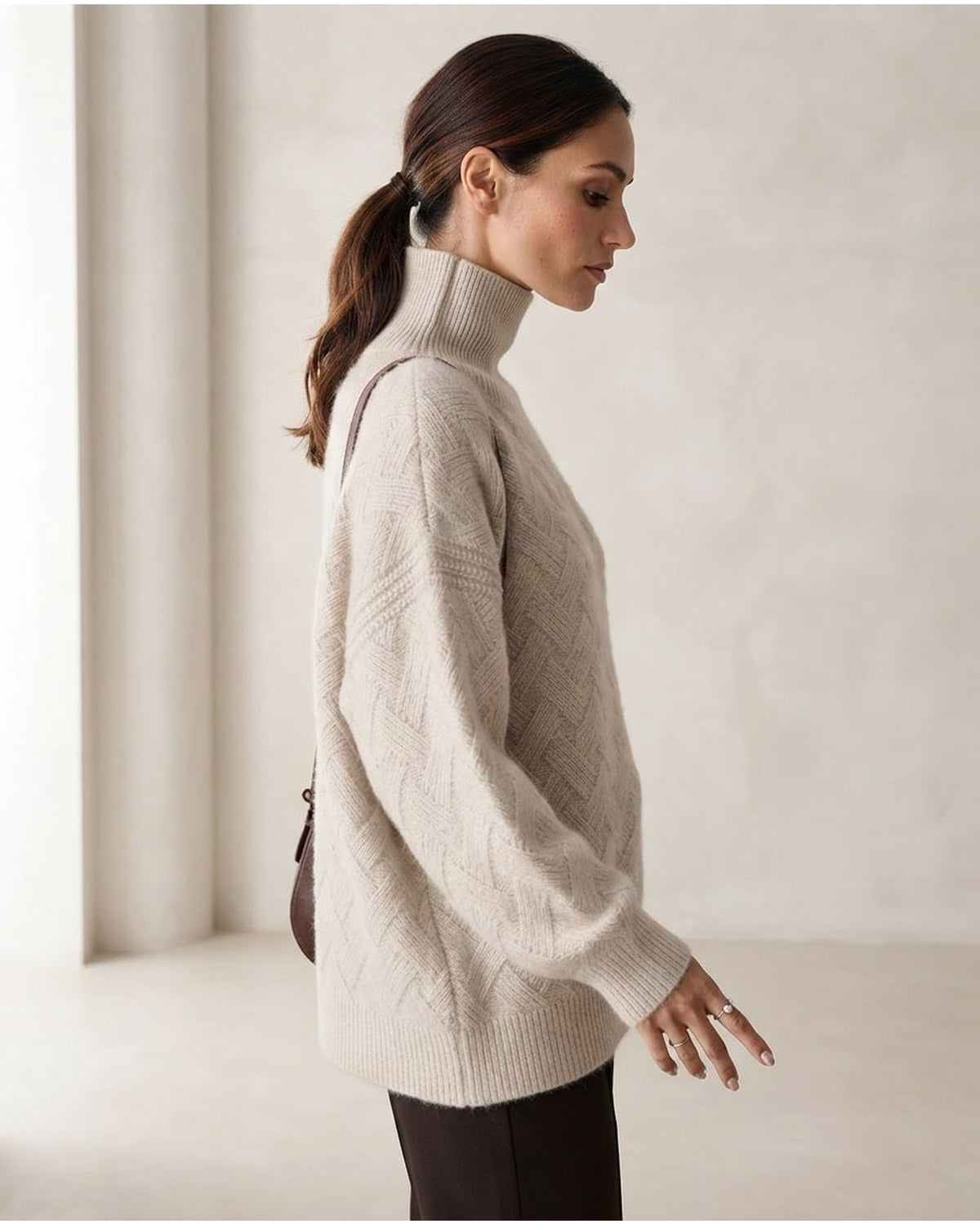 Freya | Timeless Turtleneck Sweater for Winter - Side View