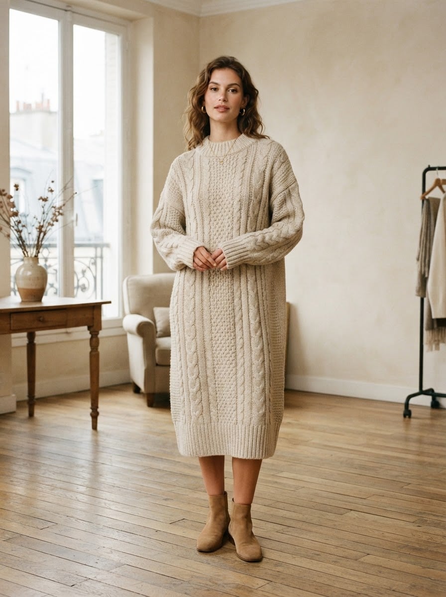 Isabelle - Cosy Knit Sweater Dress - front view