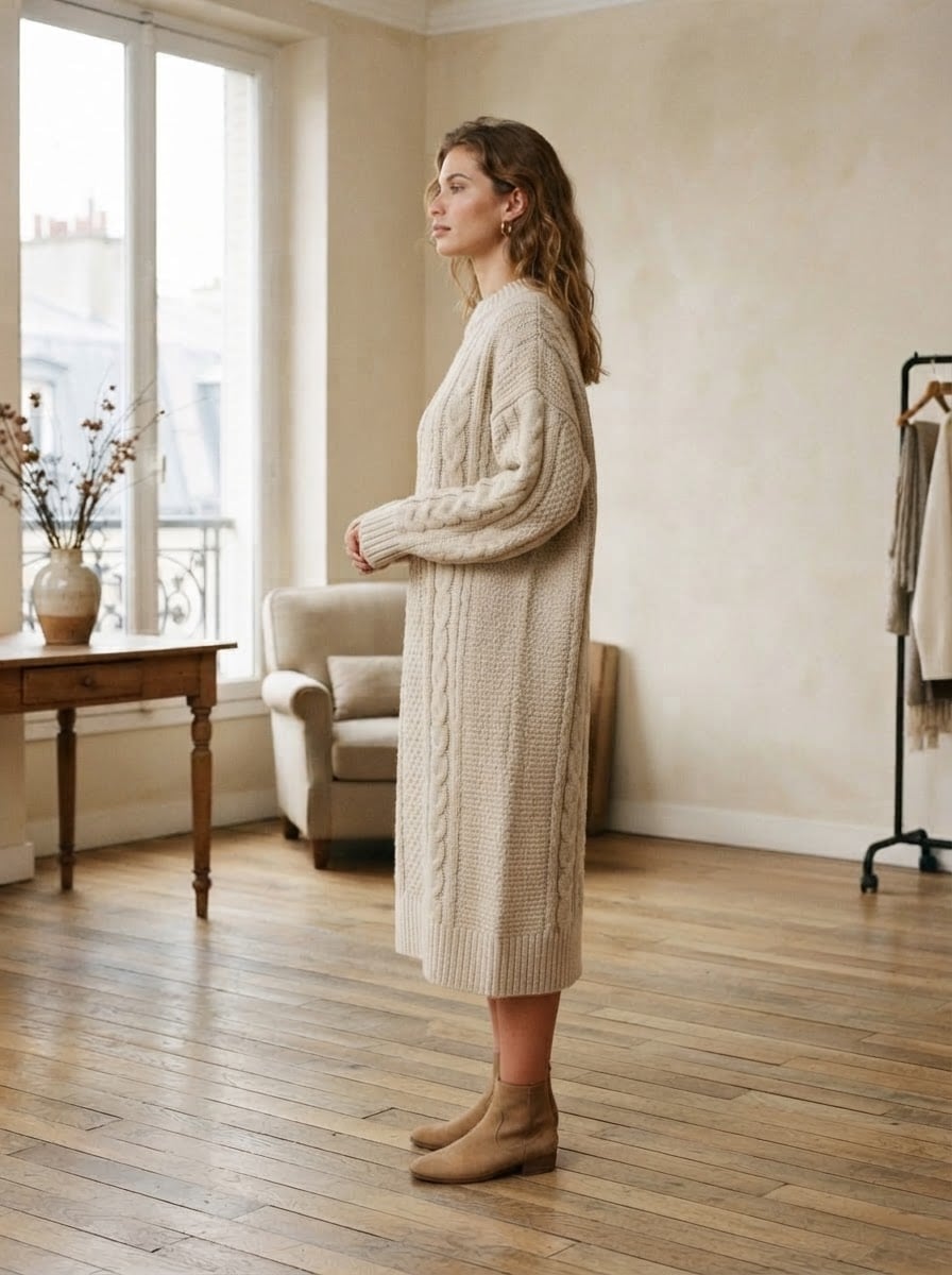 Isabelle - Cosy Knit Sweater Dress - side view