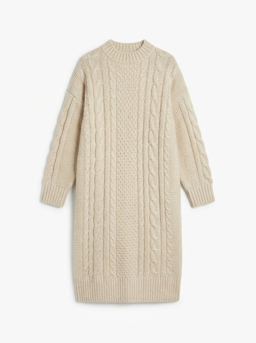 Isabelle - Cosy Knit Sweater Dress - flat lay