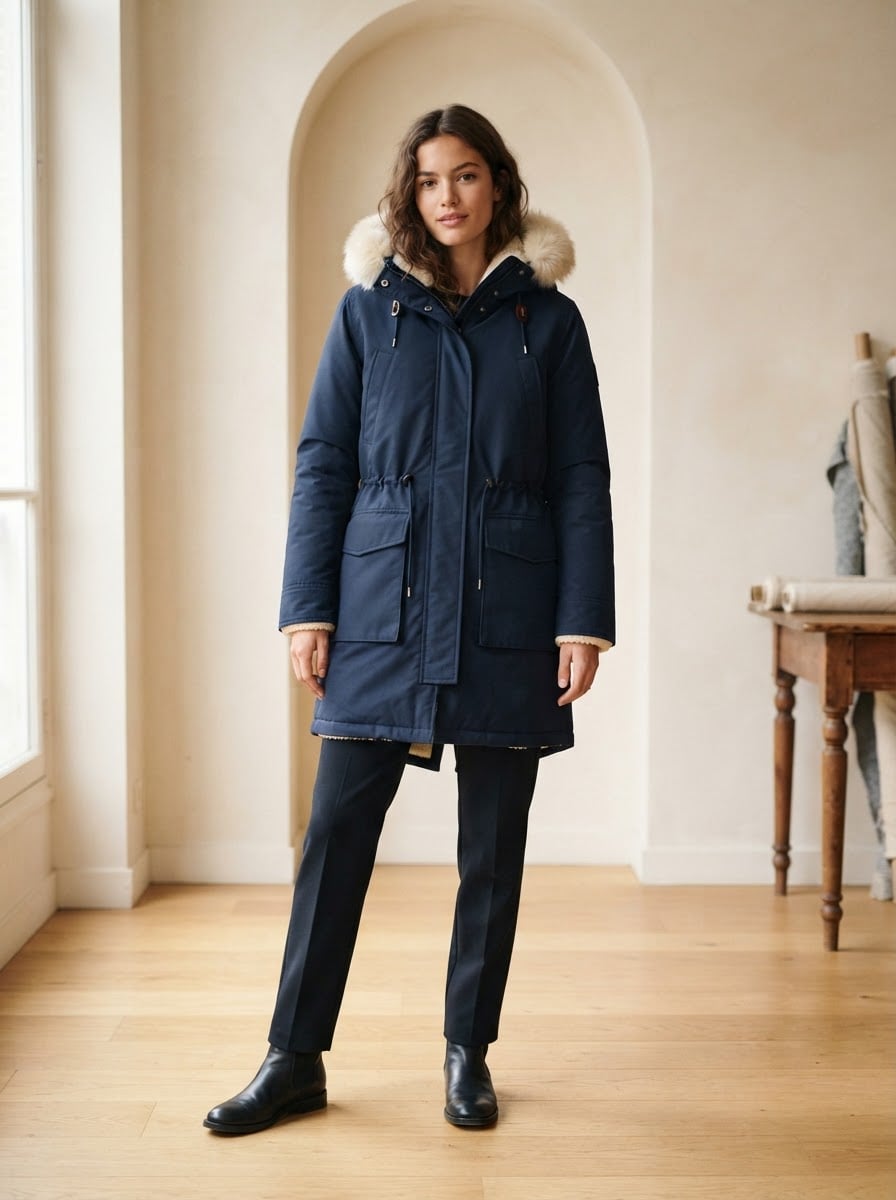 Isabelle - Hooded Parka Coat for Winter - front view