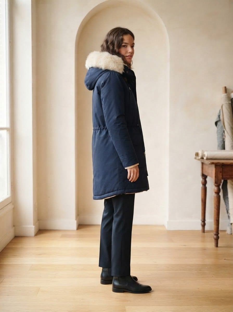 Isabelle - Hooded Parka Coat for Winter - side view