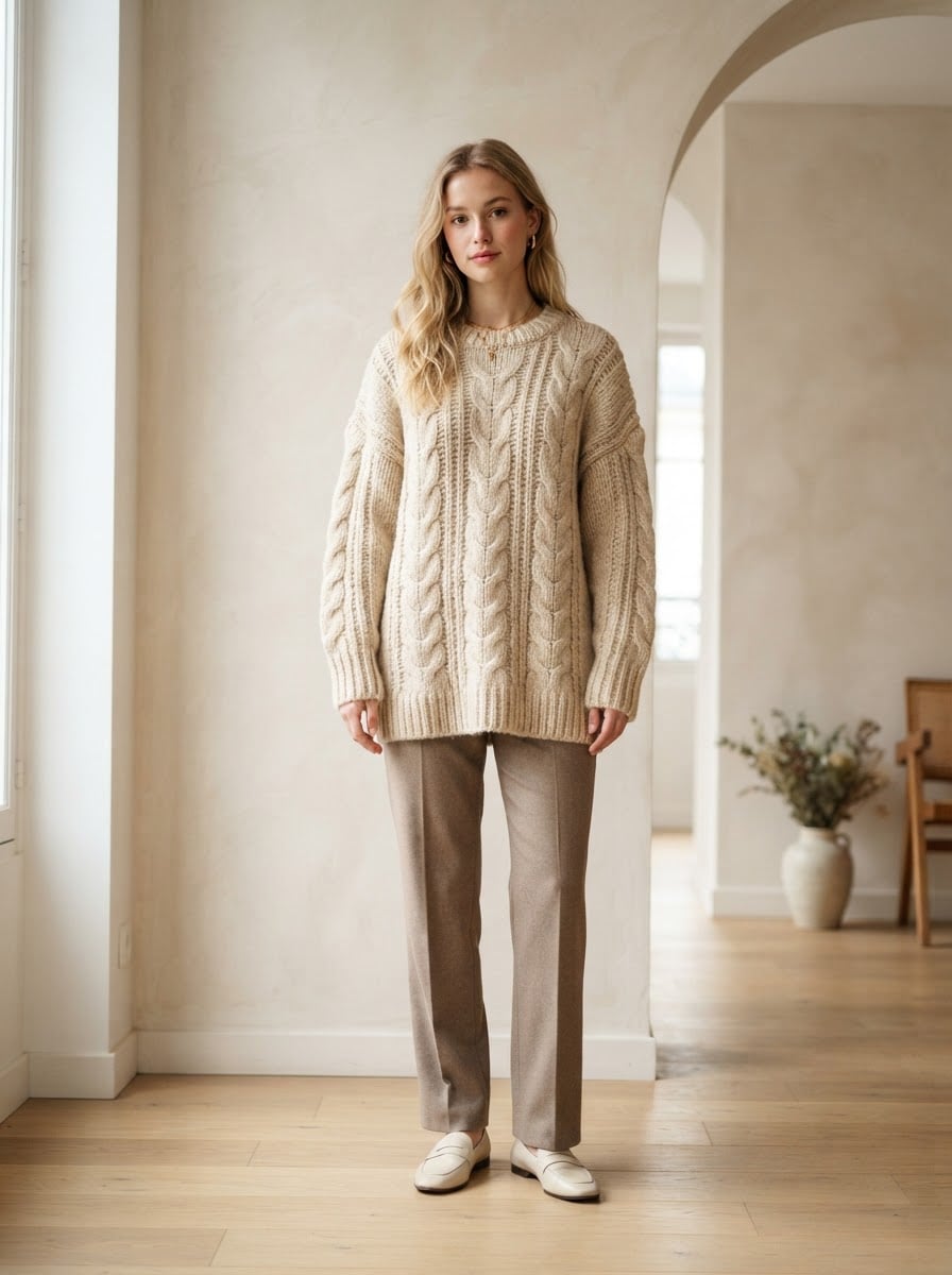 Isabelle - Oversized Chunky Knit Jumper - front view
