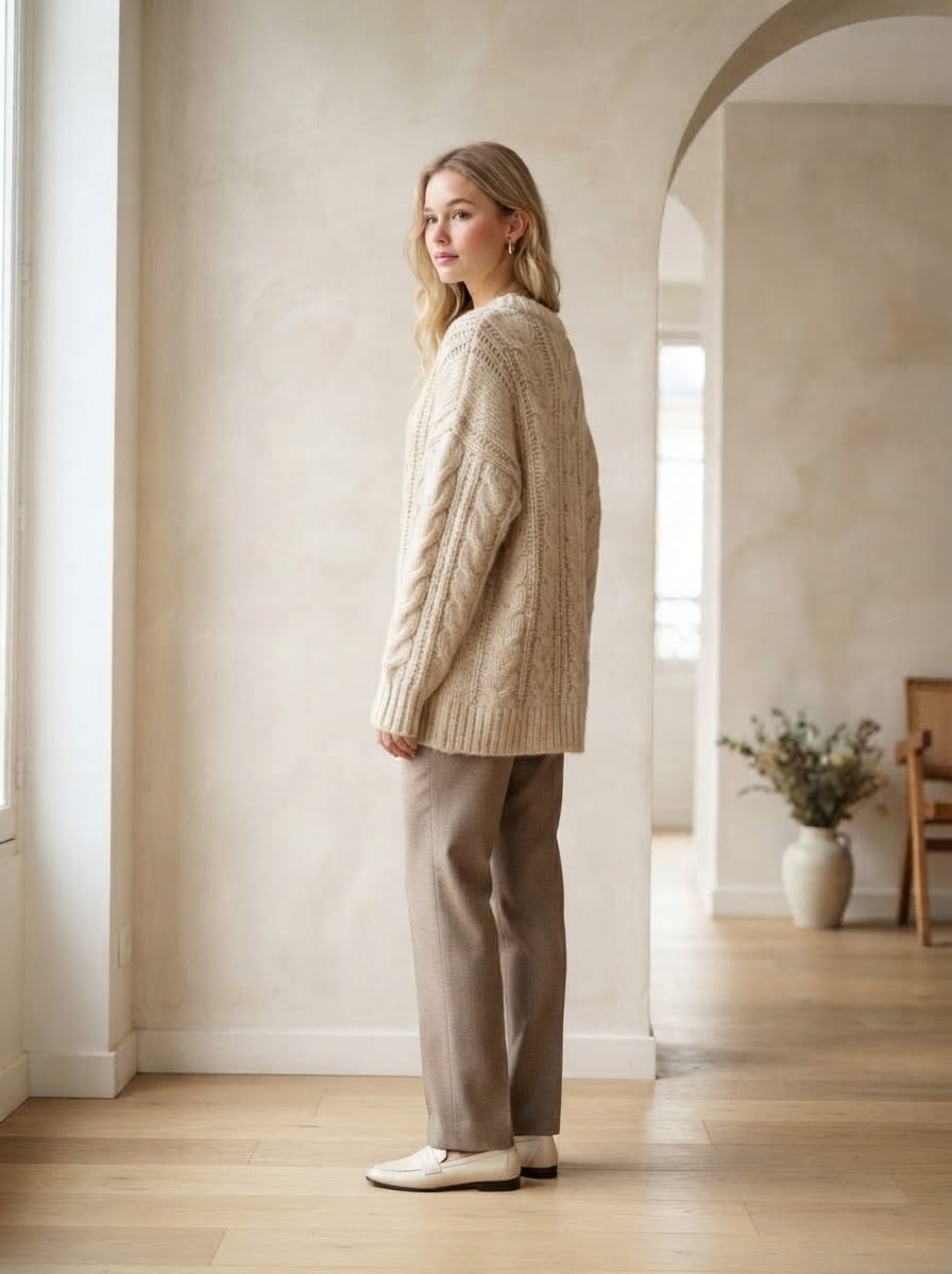 Isabelle - Oversized Chunky Knit Jumper - side view
