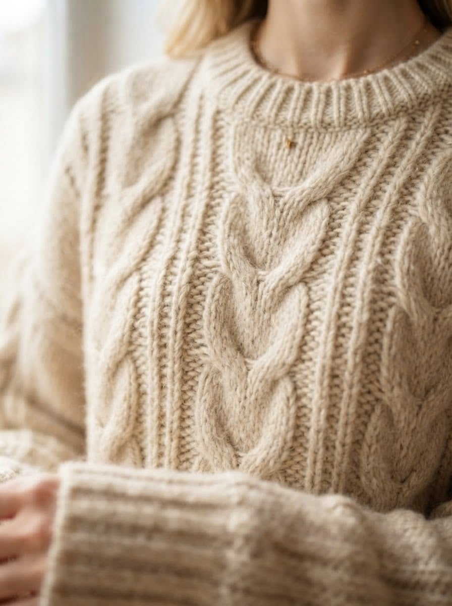 Isabelle - Oversized Chunky Knit Jumper - detail close-up