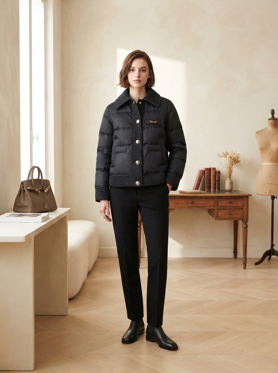 Isabelle - Quilted Puffer Coat - front view
