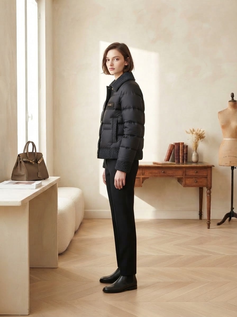 Isabelle - Quilted Puffer Coat - side view