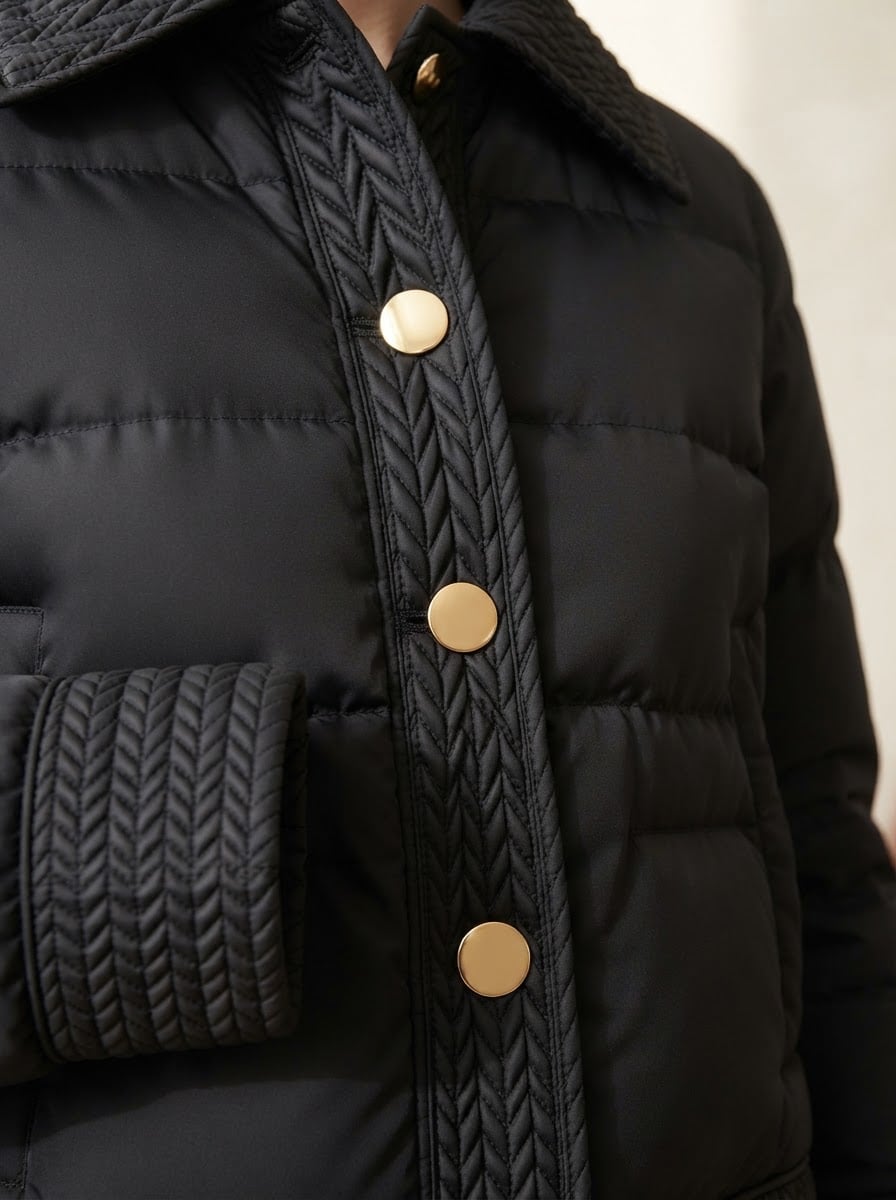 Isabelle - Quilted Puffer Coat - detail close-up