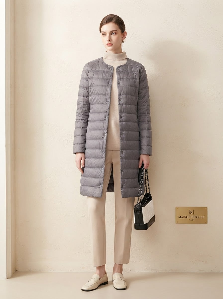 Isabelle - Quilted Puffer Coat - front view