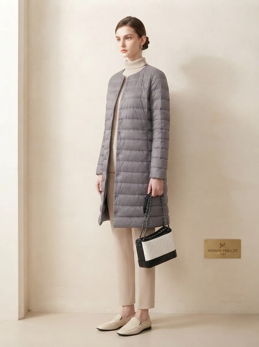 Isabelle - Quilted Puffer Coat - side view