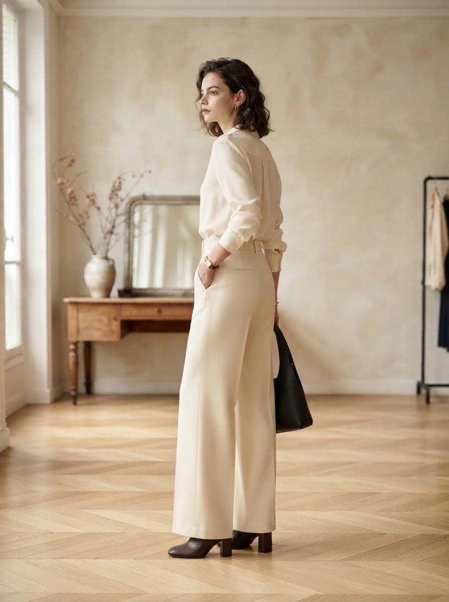 Isabelle - Wide-Leg Wool Trousers - side view