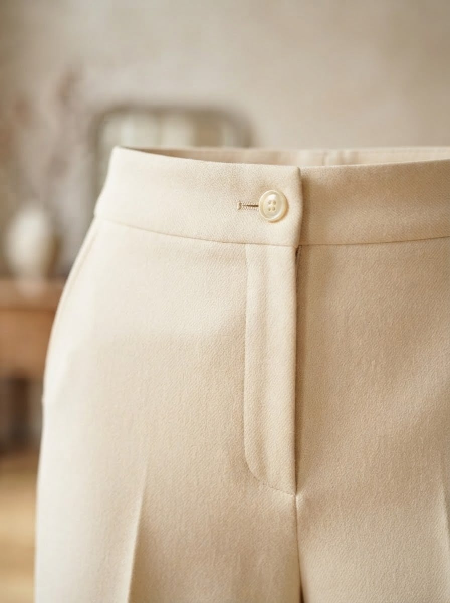 Isabelle - Wide-Leg Wool Trousers - detail close-up