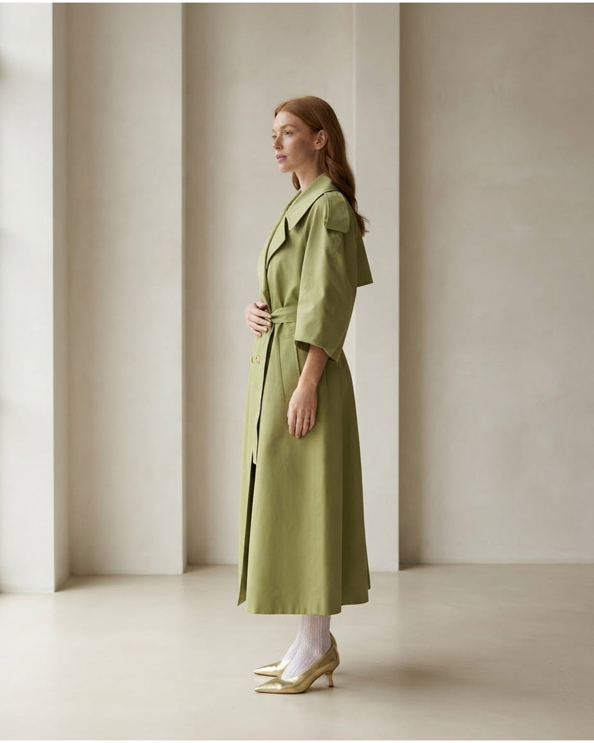 Isla | Elegant Belted Coat for Winter - Side View