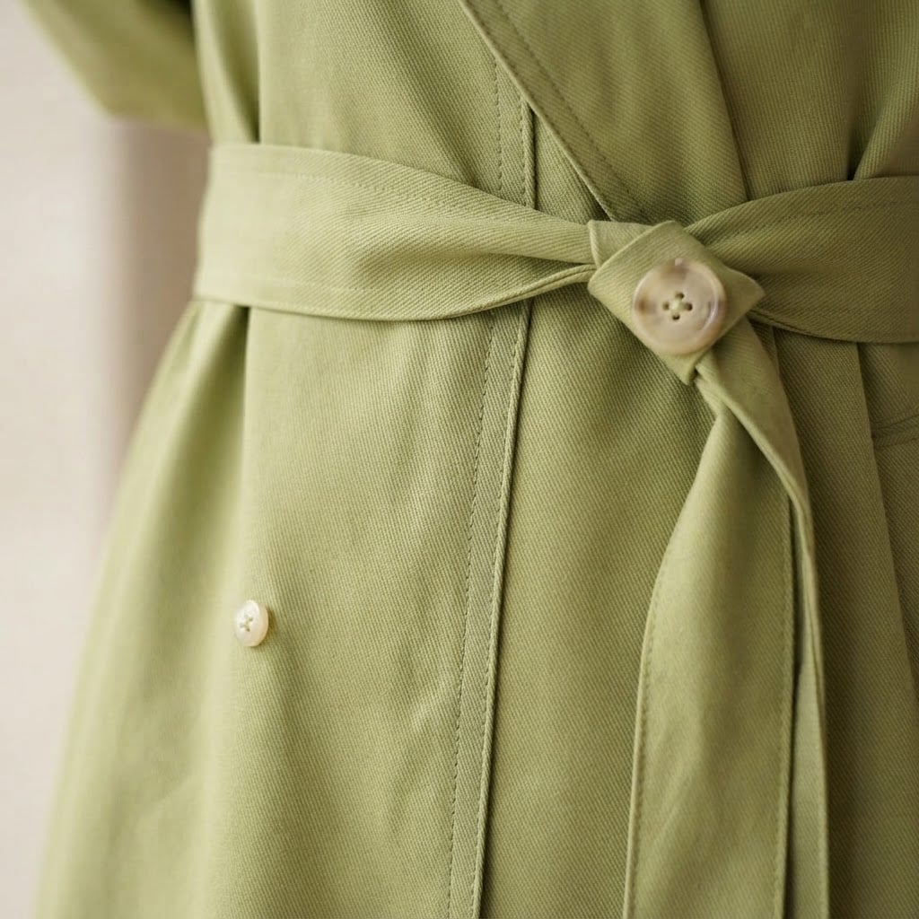 Isla | Elegant Belted Coat for Winter - Detail Close-Up