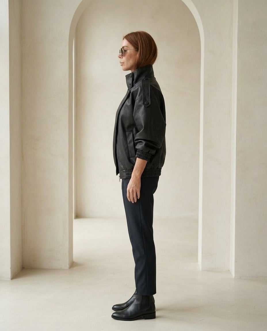 Isla | Elegant Faux Leather Jacket for Autumn/Winter - Side View