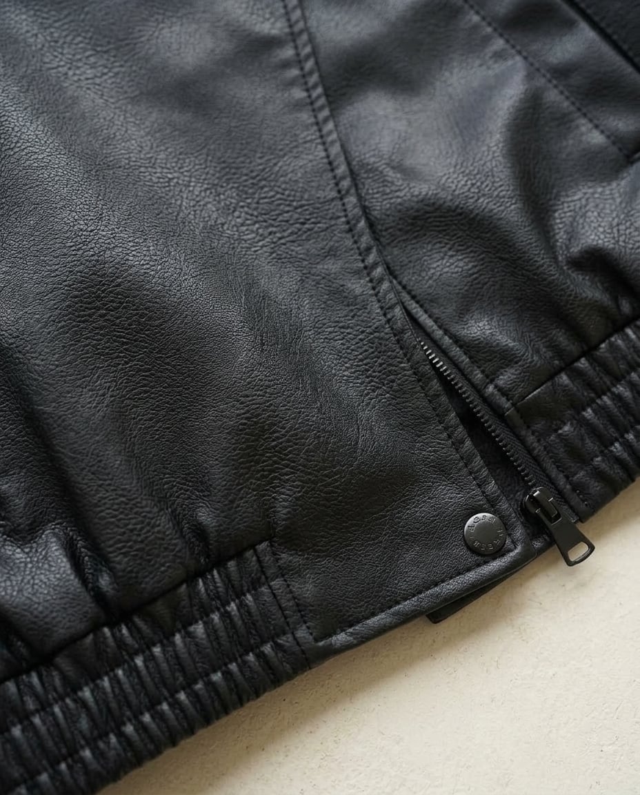 Isla | Elegant Faux Leather Jacket for Autumn/Winter - Detail Close-Up