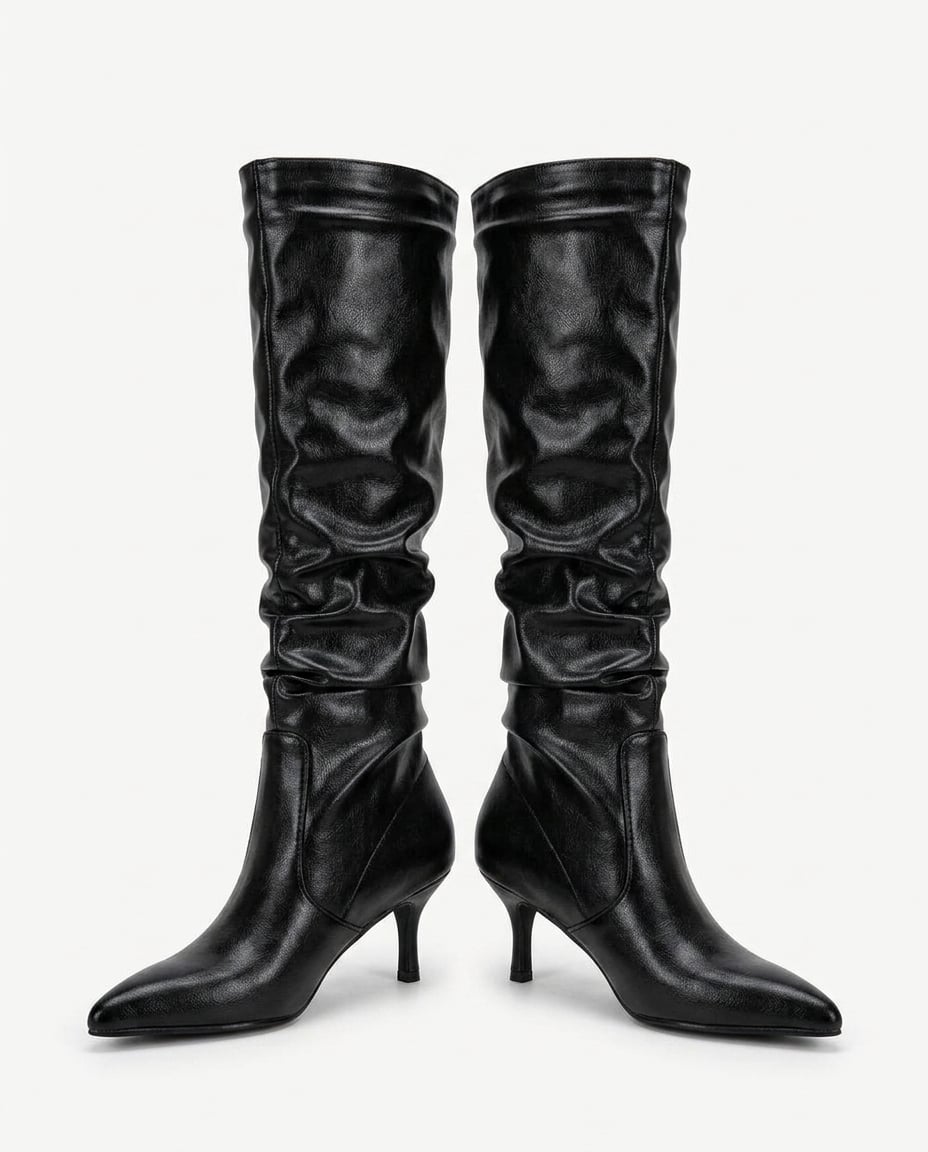 Black knee-high boots product photo, white background | Maison Perigee — product