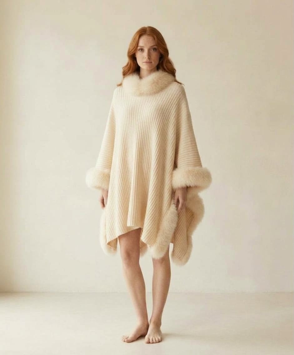 Isla | Elegant Ribbed Fur Poncho for Winter - part 2