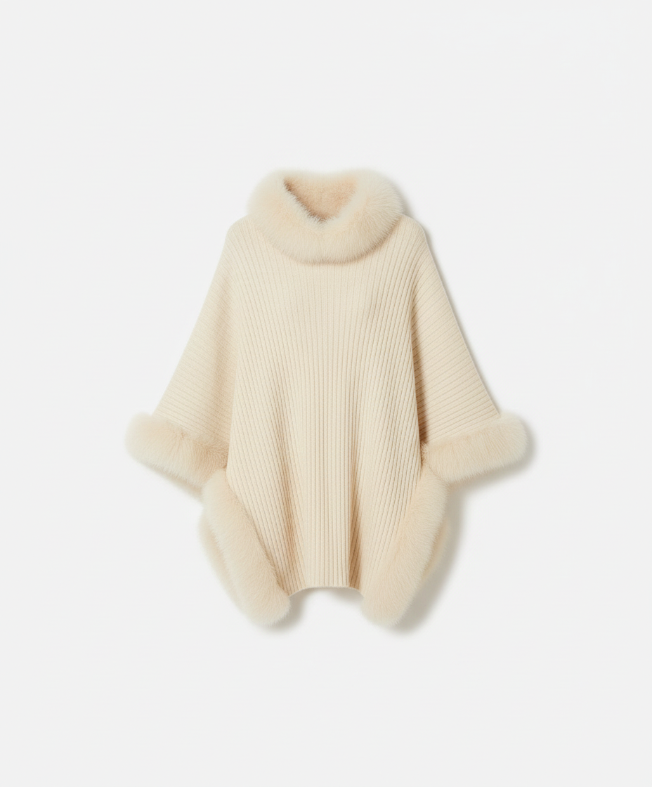 Isla | Elegant Ribbed Fur Poncho for Winter - part 3